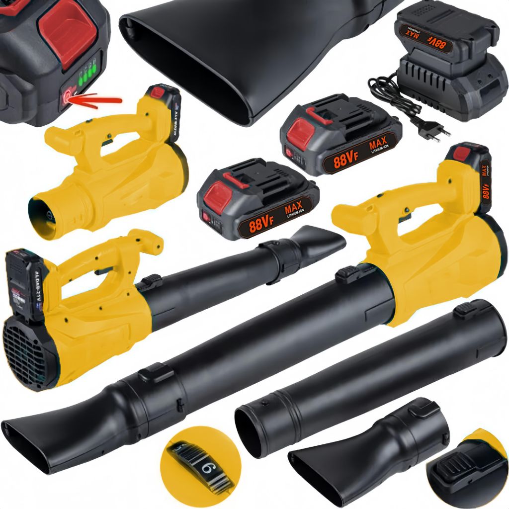 Blattgebläse,elektrisches,kabelloses Blattgebläse mit 2 Batterien und Ladegerät,6-Gang -Modus,Blower Elektrowerkzeugkit,Terrassenreinigung,Rasen...