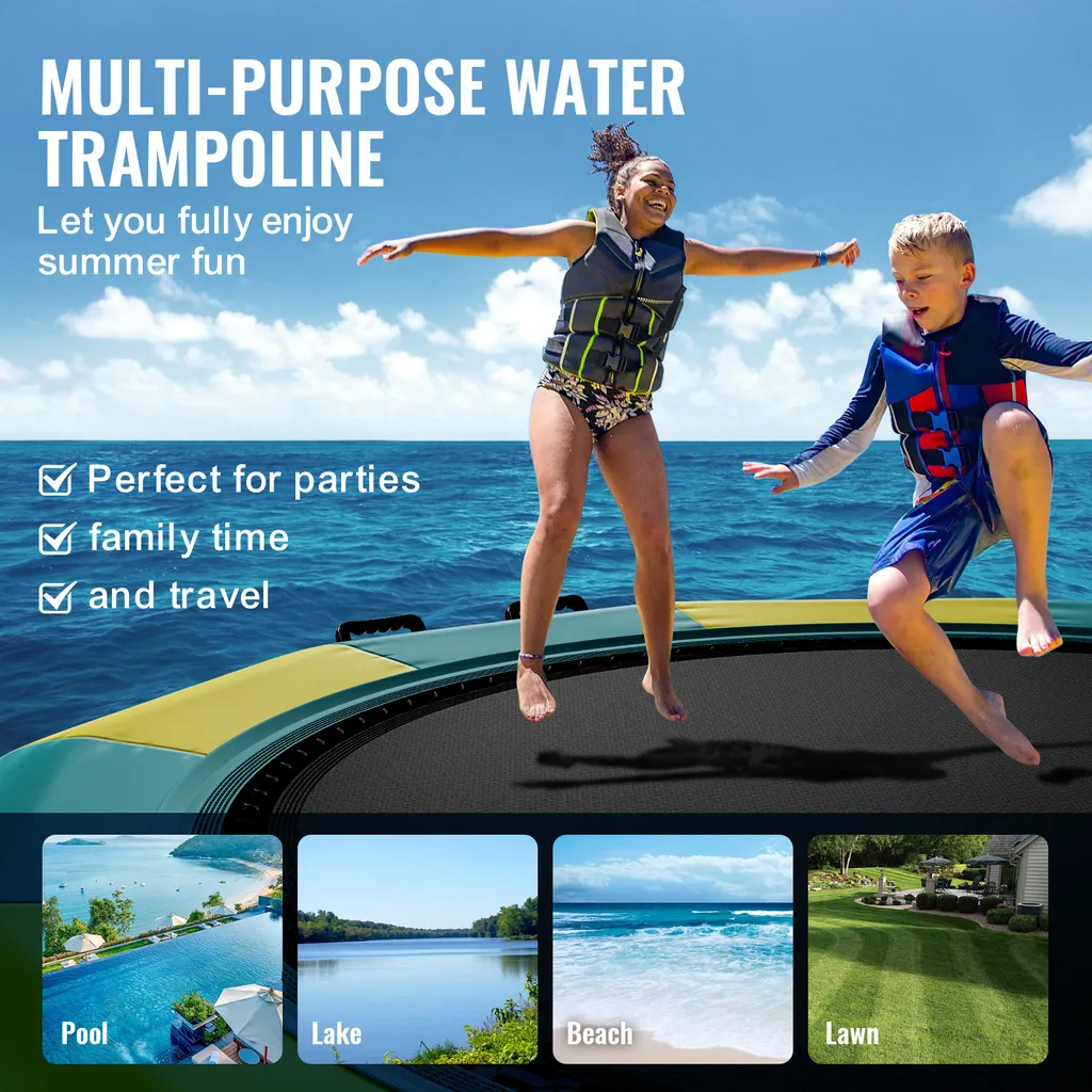 Trampoline Eau 3,96m Résistant avec Échelle - Capacité de 226kg