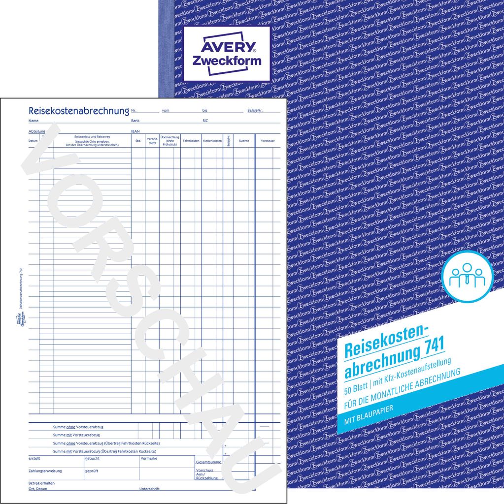 Avery Zweckform 741, Reisekostenabrechnung, für monatliche Produktbild 