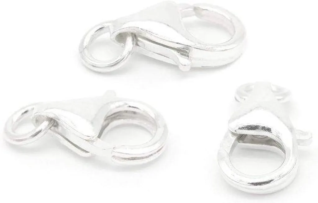 Fermoir pour chaîne en argent sterling 925 - Mousqueton 10 mm - 10 pièces