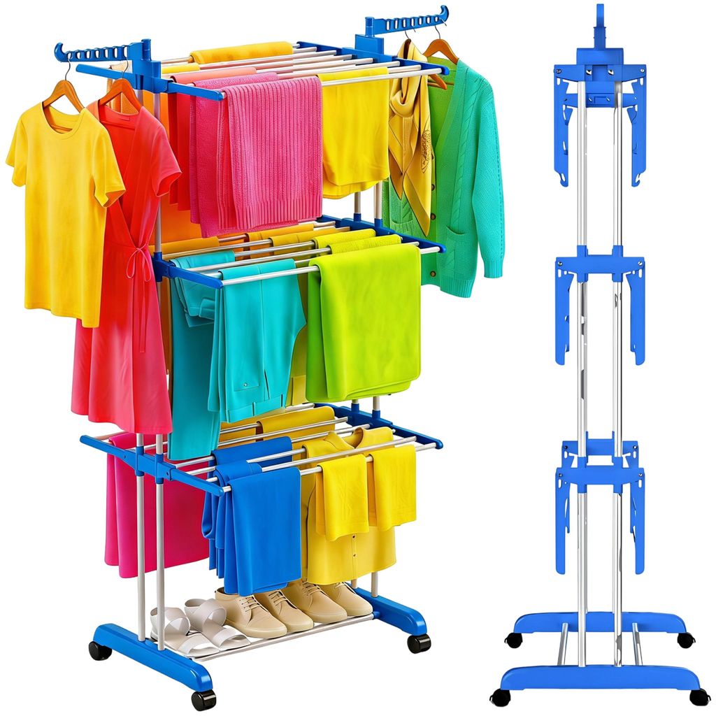 Wäscheständer XXL 170 cm Wäschetrockner mit Rollen Produktbild 