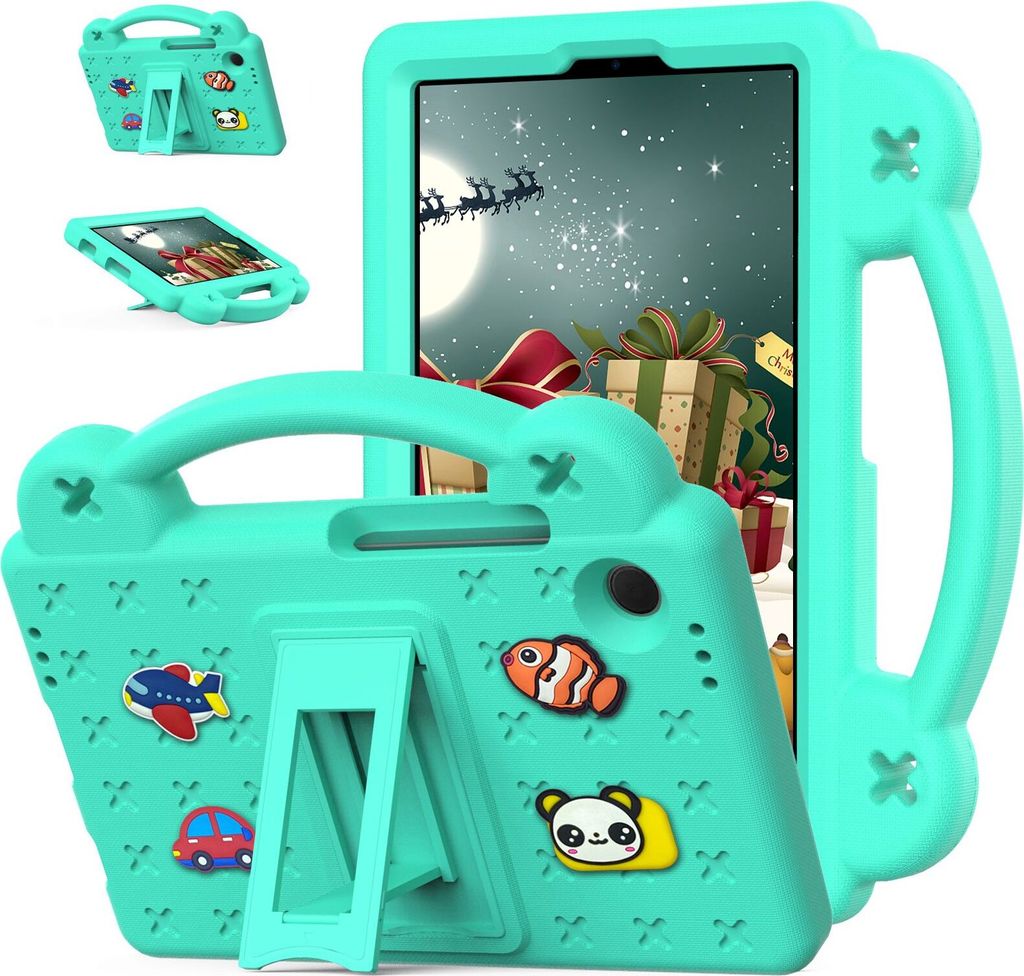 Schutzhülle für Samsung Galaxy Tab A11 8,7" 2025 Niedliche Hülle für Kinder, Stoßfest mit Griff und Ständer Grün