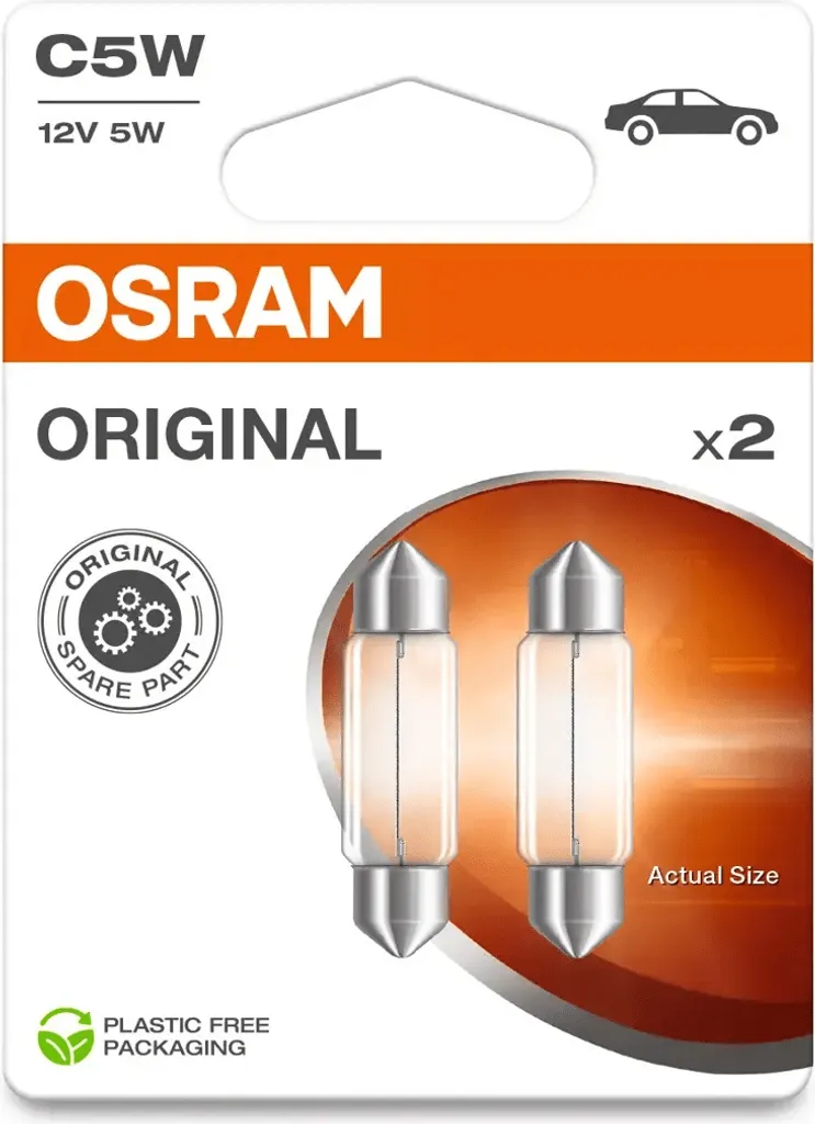 2x Lampadine Osram Original Line C5W 6418 12V 5W Siluro per Auto