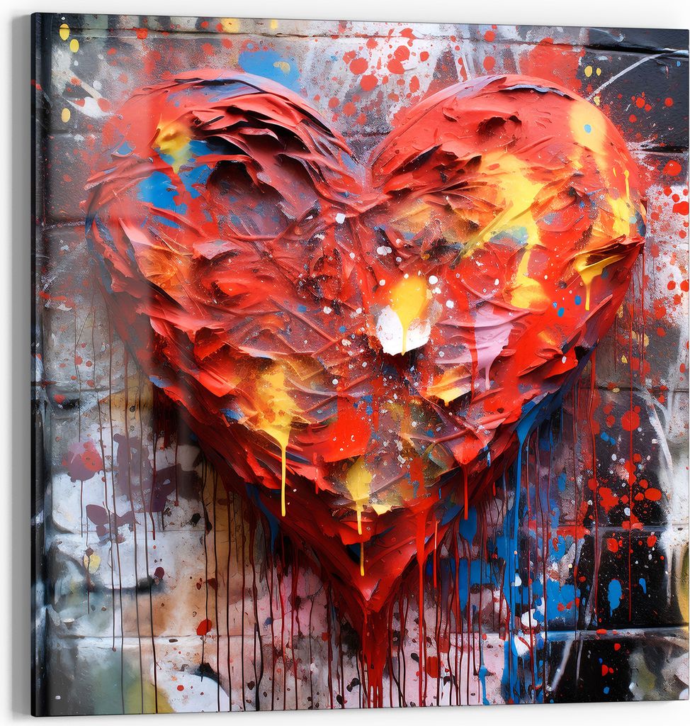 DEQOART Glasbild Echtglas 30x30 cm 'Liebesexplosion' Wandbild Bild modern Deko