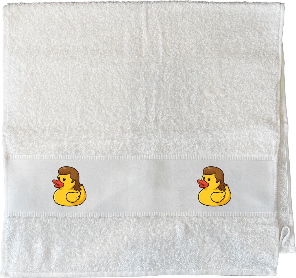 Huuraa Handtuch Quietscheente Vokuhila Gummiente 80s 50x100cm White Baumwolle Handtuch Geschenkidee