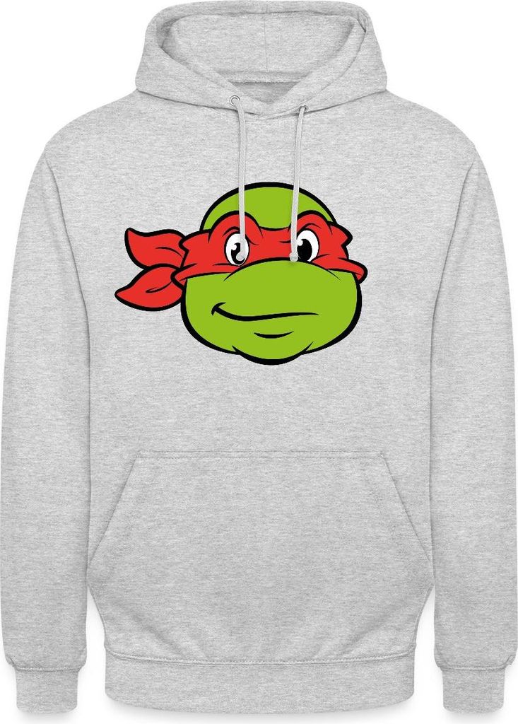 Spreadshirt Teenage Mutant Ninja Turtles Raphael Kostüm Karneval Uni Hoodie, 3XL, Hellgrau meliert