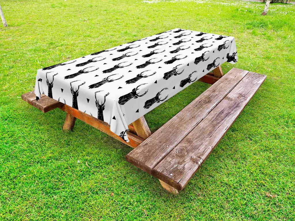 Tovaglia Rettangolare ABAKUHAUS Antlers – Ramo Di Sempreverde E Cervo, 140x200 Cm, Verde Felce, Poliestere Setoso Antimacchia, Per Tavolo Da Pranzo E Cucina - 2