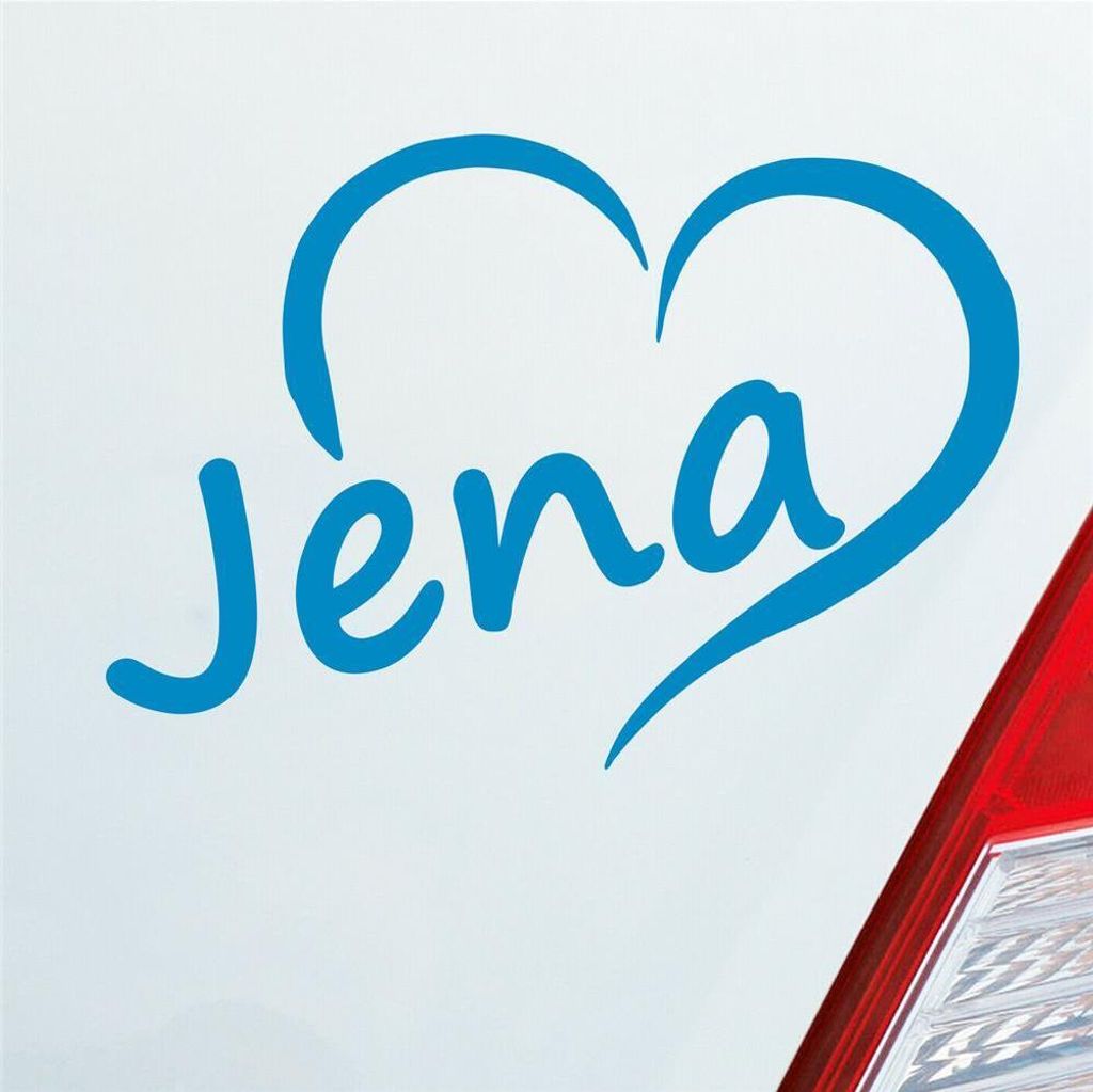 Auto Aufkleber Jena Herz Stadt City Liebe Love Heimat 12x8 cm Hellblau Sticker Heckscheibenaufkleber