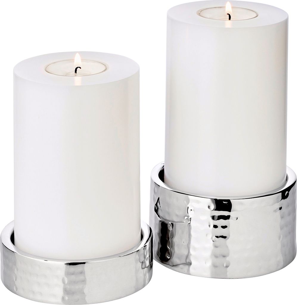EDZARD Teelichthalter Luca 2er Set, Ø 9,5cm, H: 2,5/5cm