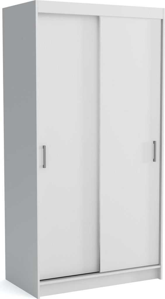 Masseno Schiebetürenschrank NICOLA 110/215/60 cm 2-türig Schlafzimmer Schrank Kleiderschrank mit Spiegel Weiß