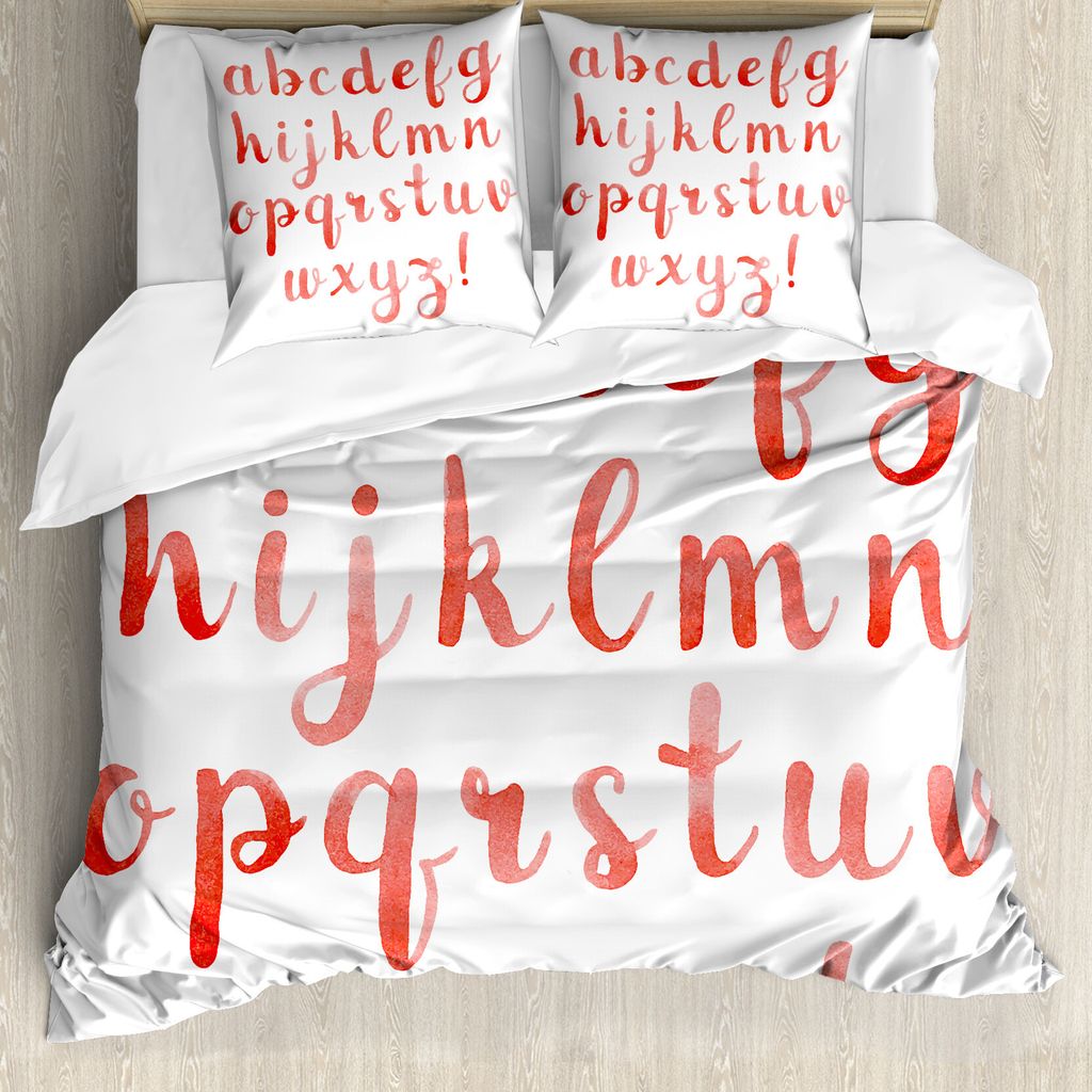 ABAKUHAUS Alphabet Bettbezug Set für Einzelbetten, Aquarell Warm Letters, Milbensicher Allergiker geeignet mit Kissenbezug, 155 cm x 220 cm - 80 x...