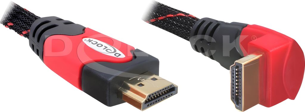 DELOCK HDMI Kabel Ethernet A -> A St/St 2.00m 90° unten 4K