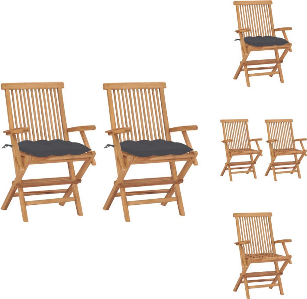 vidaXL Gartenstühle mit Anthrazit Kissen 2 Stk. Massivholz Teak - Gartenstühle