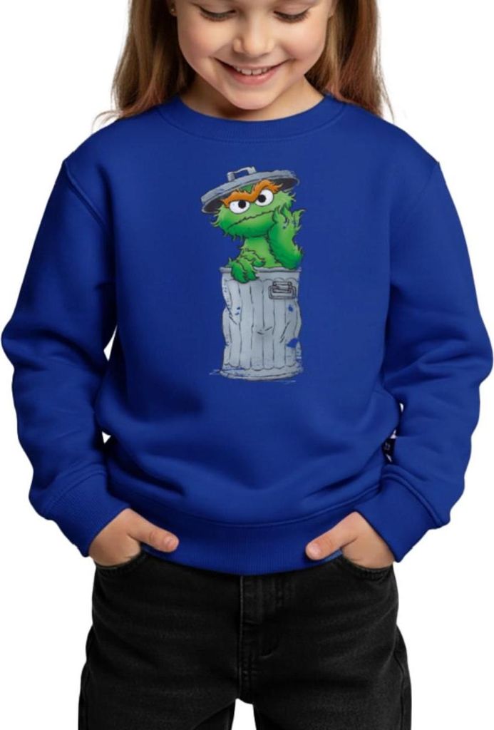 Spreadshirt Sesamstraße Oscar Mülltonne Kinder/Teenager Premium Pullover, 134/140 (8 Jahre), Royalblau