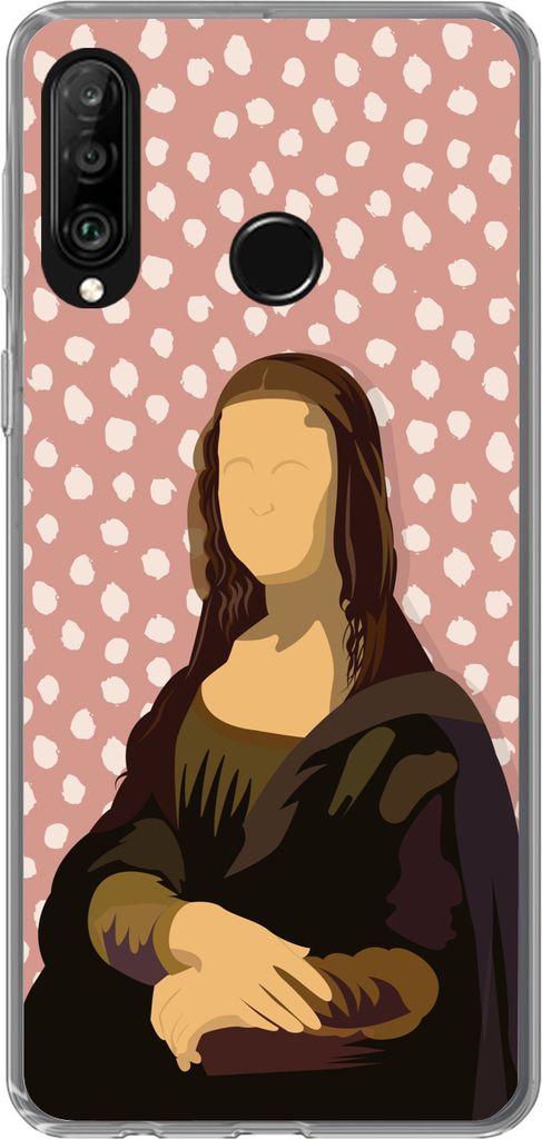 MuchoWow Handyhülle Schutzhülle Hülle für Telefoonhoesje Huawei P30 Lite Leonardo da Vinci - Alte Meister - Punkte - Vintage Silikon Softcase...