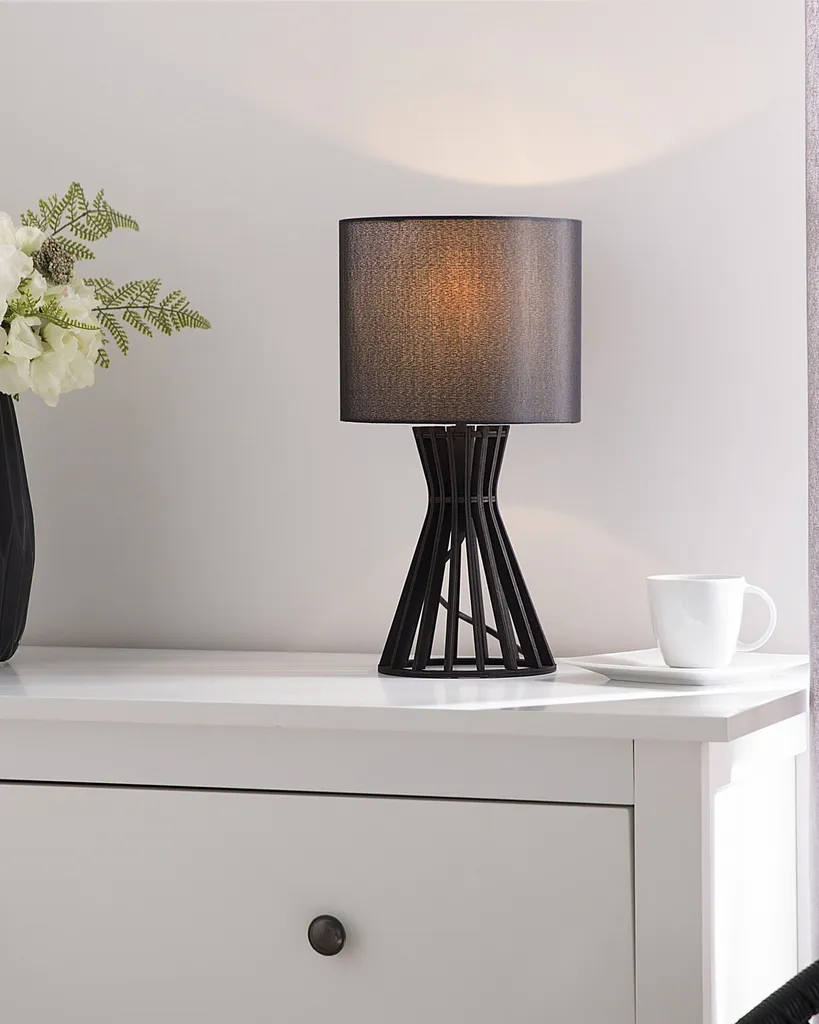 Lampe de chevet bois noir idéale pour salon ou chambre style cosy