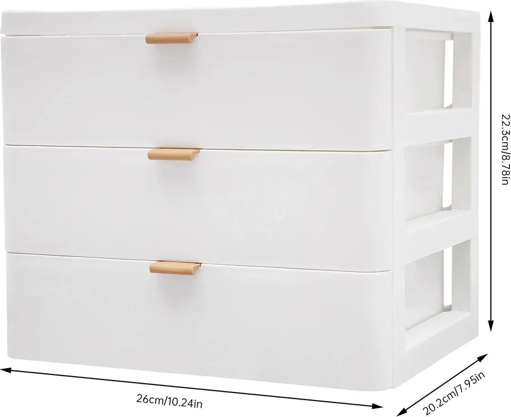 Rangement de bureau blanc pour documents et accessoires - 3 tiroirs