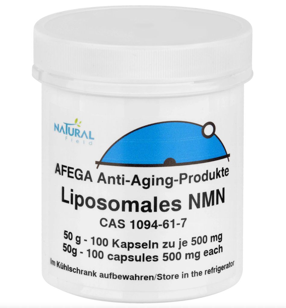 AFEGA Liposomales NMN – NAD+-Booster in seiner bioverfügbarsten Form - 50 g liposomales NMN-Pulver - 100 Kapseln zu je 500 mg