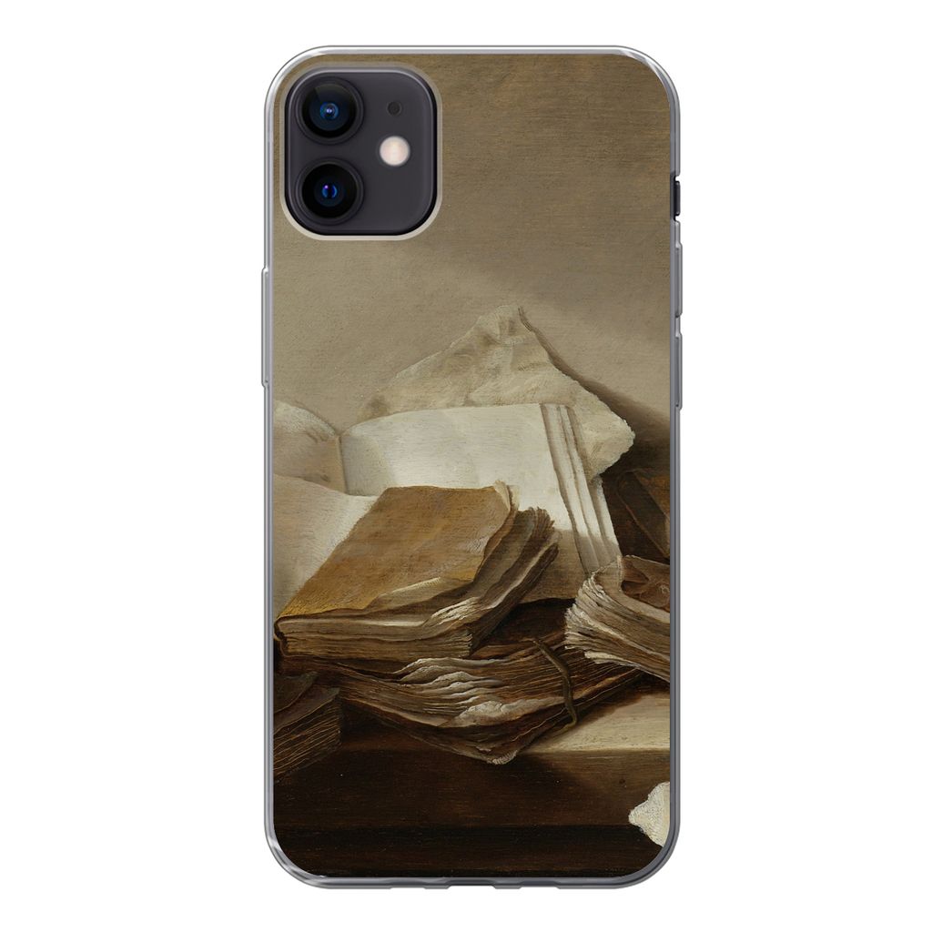 MuchoWow Handyhülle Schutzhülle Hülle für iPhone 12 mini Stilleben mit Büchern - Gemälde von Jan Davidsz. de Heem Silikon Softcase Handy H...