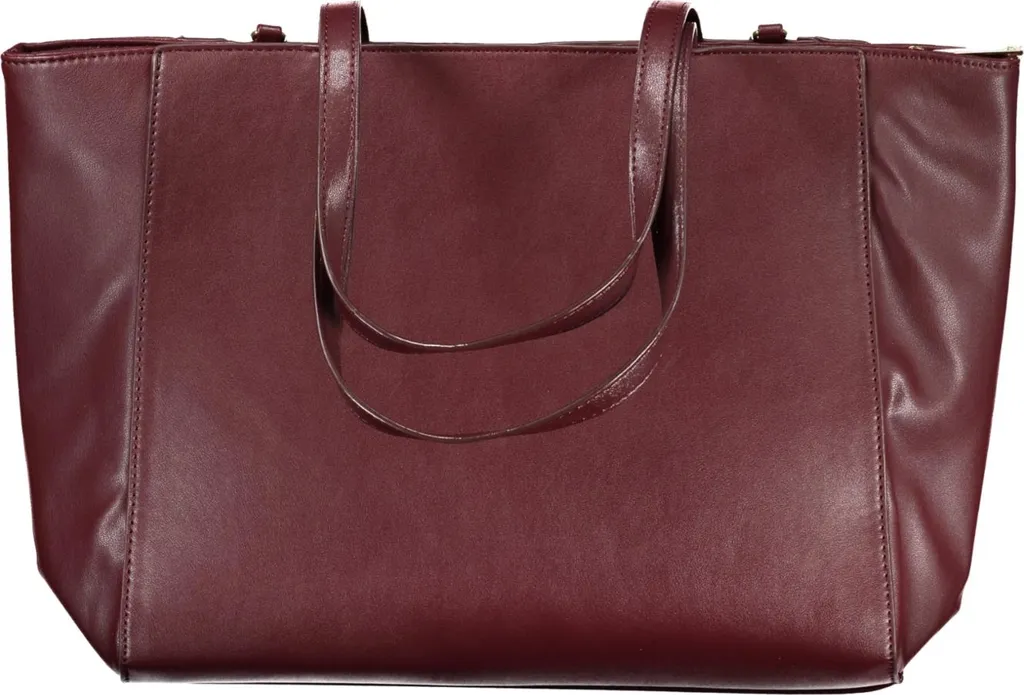 Sac à main rouge à fermeture éclair fluide et multiples poches internes - 2