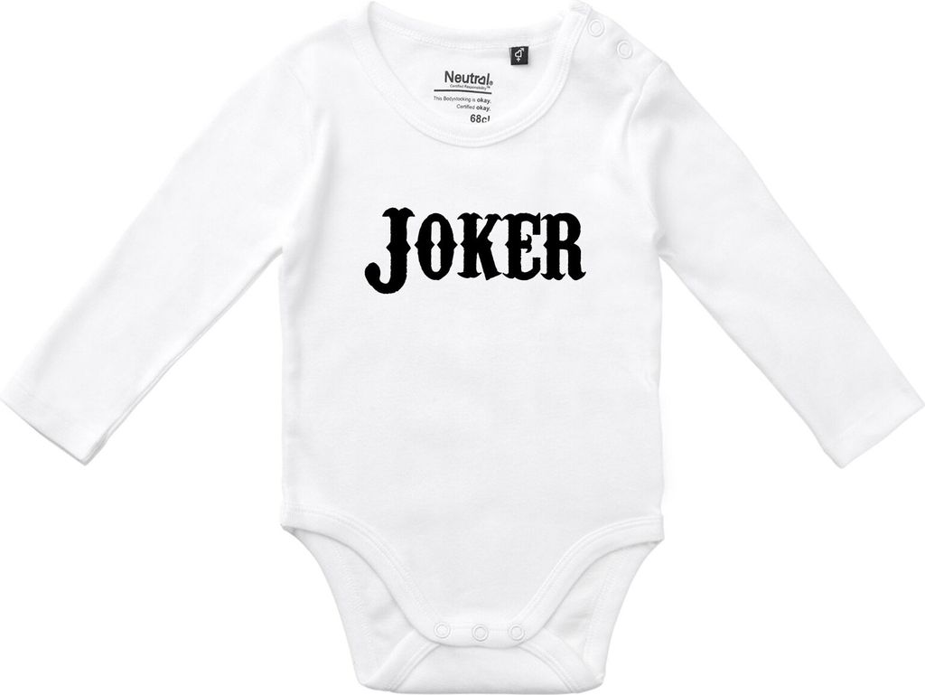 Huuraa Baby Body Joker Schriftzug 74 White Baumwolle Fairtrade Langarmbody Geschenkidee