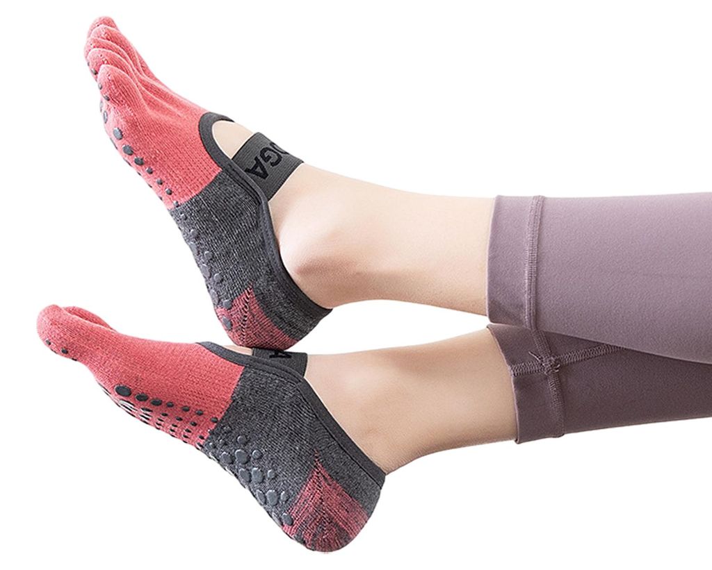 1 Paar Damen-Yogasocken, rutschfeste Sohle, Zehensteg, Ballett-Stil, Studio-Trainingssocken, elastische Schuhe