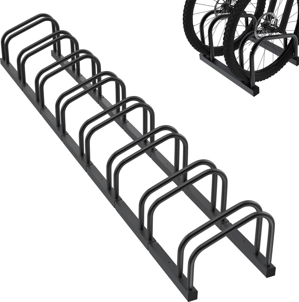 JOIEYOU Fahrradständer für 8 Fahrräder Fahrradhalter Aufstellständer Boden und Wand Montage Radabstand Verzinken Mehrfachständer für 30-65mm ...