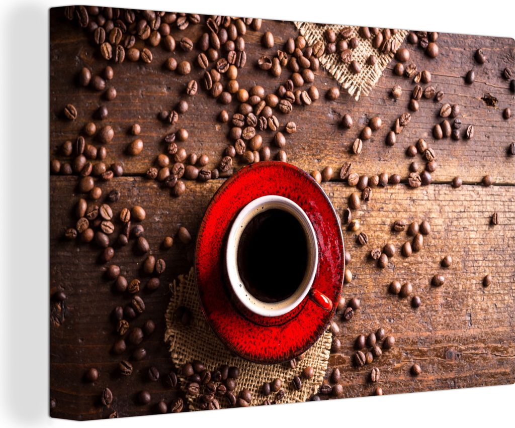 OneMillionCanvasses - Leinwandbilder - 150x100 cm, Kaffee - Kaffeebohnen - Espresso, Wandbilder Kunstdruck Wanddekoration - Foto auf Leinwand - G...
