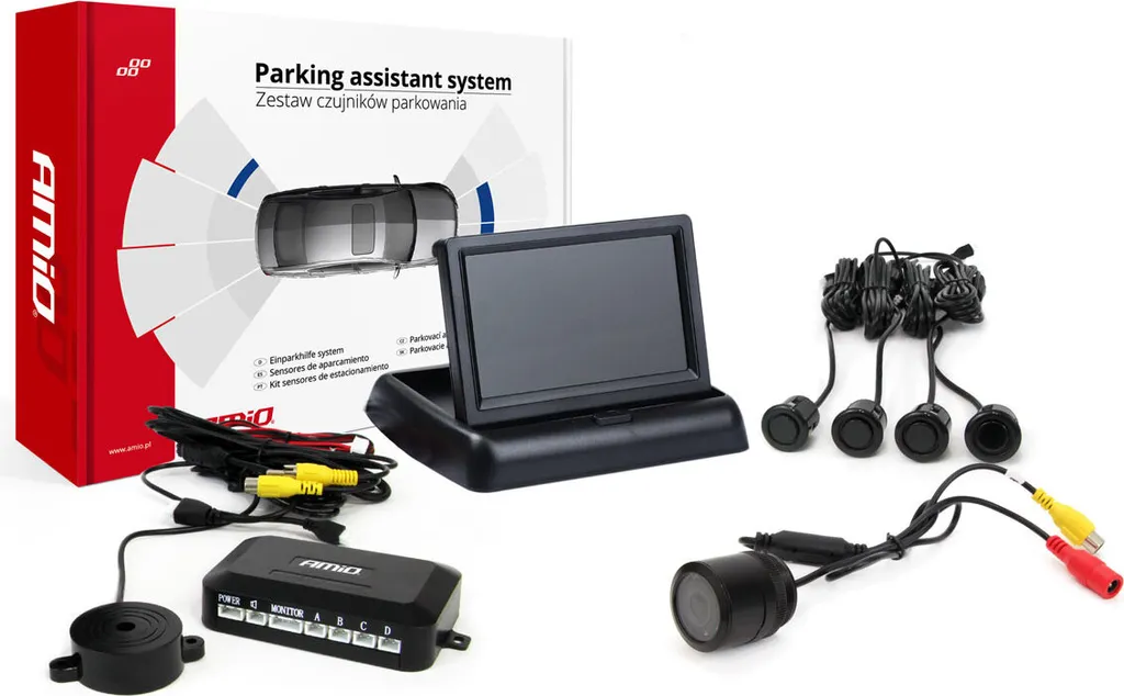 Set Parcheggio TFT02 Telecamera 301-IR + 4 Sensori Oro Nero 4.3"