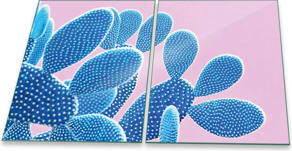 Copri Piano Cottura Vetro Splashback 2x 40x52 Decorazione Piante Blu