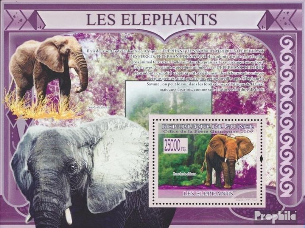 Briefmarken Guinea 2009 Mi Block 1673 (kompl. Ausgabe) postfrisch Elefanten Loxodonta africana