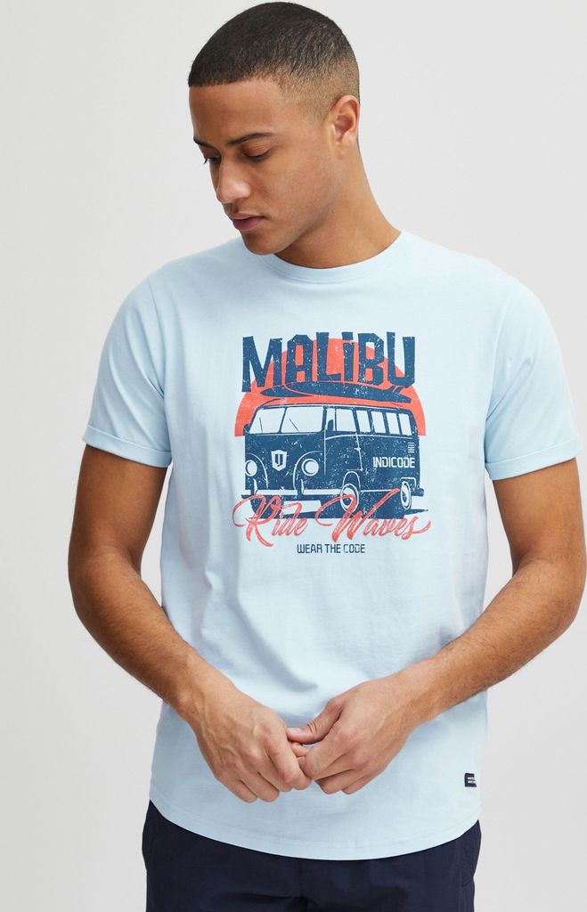 Indicode IDDaniel Herren T-Shirt Kurzarm Shirt mit Print Rundhals-Ausschnitt Frontprint hochwertige Baumwoll-Qualität