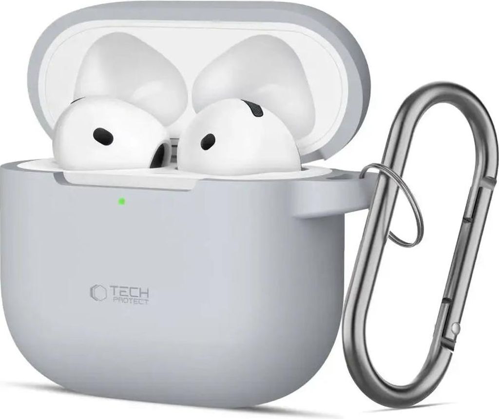 Tech-Protect Silikonhülle mit Haken für AirPods 4 - grau