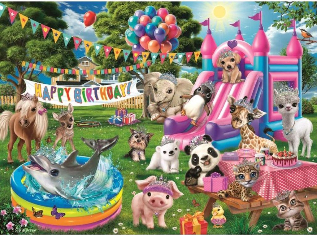 RAVENSBURGER Puzzle Zvíř ecí narozeninová párty XXL 100 dílků