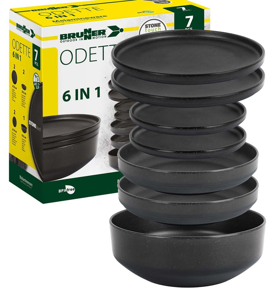 BRUNNER Camping Geschirr Set 4 Personen | Anti-Slip | 6in1 Produktbild 