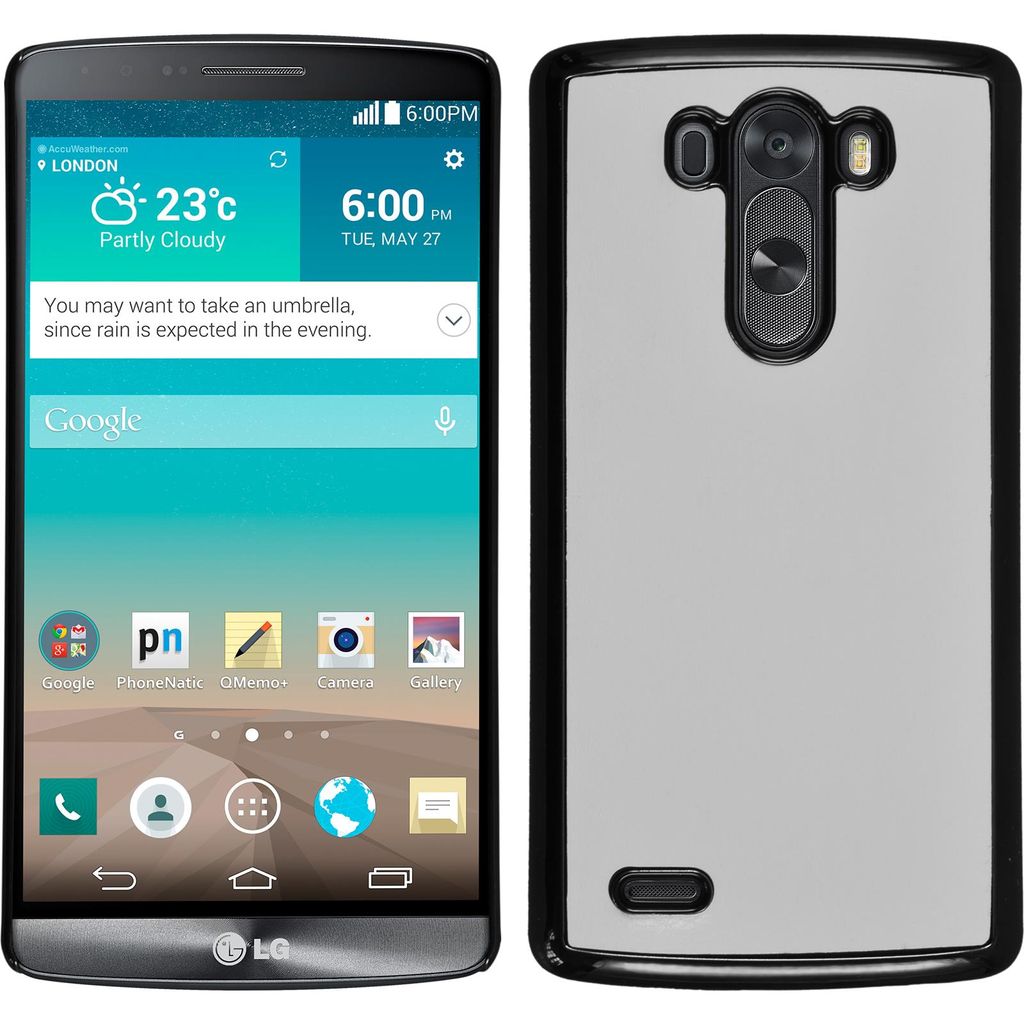 PhoneNatic Case kompatibel mit LG G3 - Hülle weiß Lederoptik Hard-case + 2 Schutzfolien
