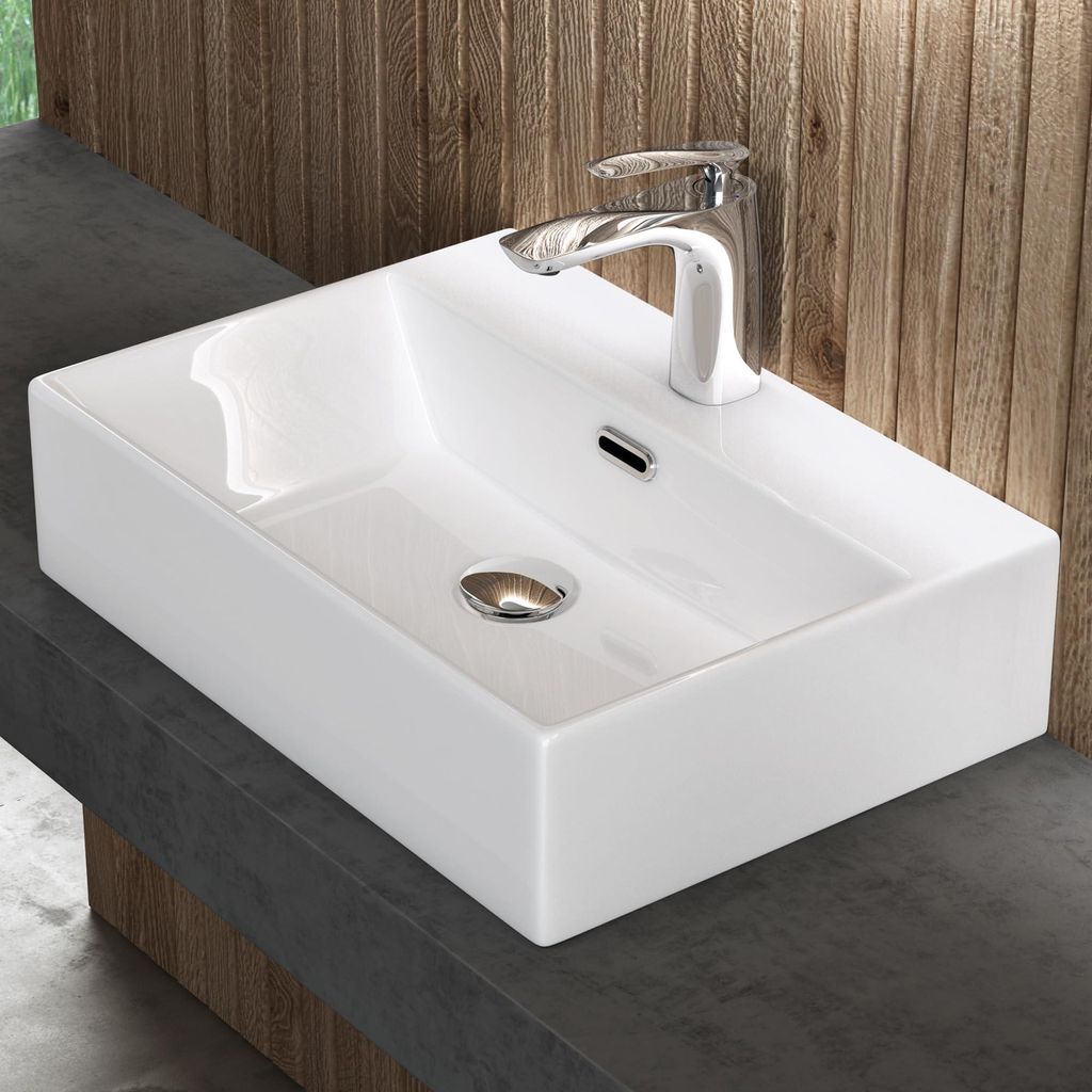 doporro Lavabo à Poser Blanc Vasque Suspendu en Céramique Image du produit 