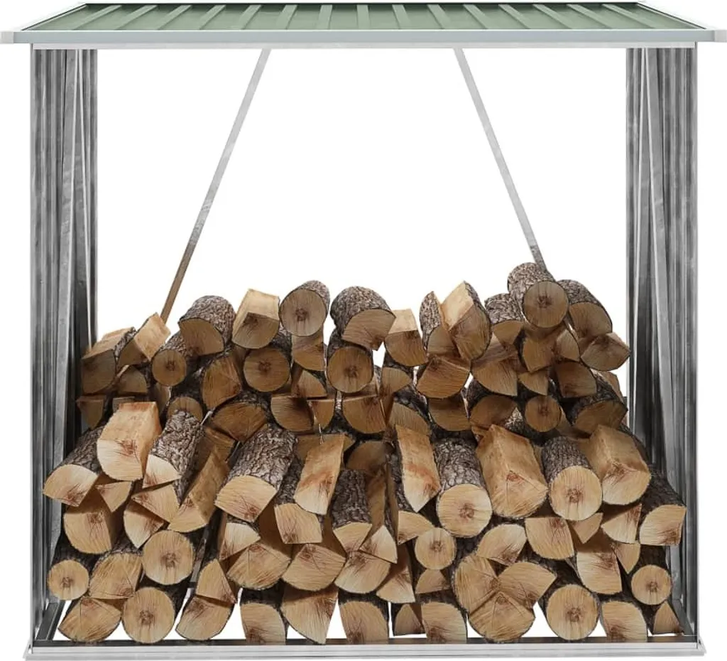 Stocker le Bois au Sec avec cet Abri de Chauffage 163 cm Vert de Jardin