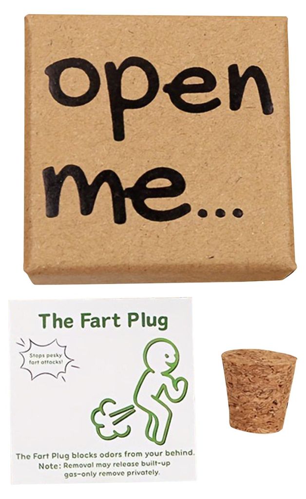 Lustige Furzstopper-Geschenkbox mit Karte – Aprilscherz-Set mit Pappschachtel, witzigen Cartoonfiguren und humorvollen Sprüchen für Erwachsene,...
