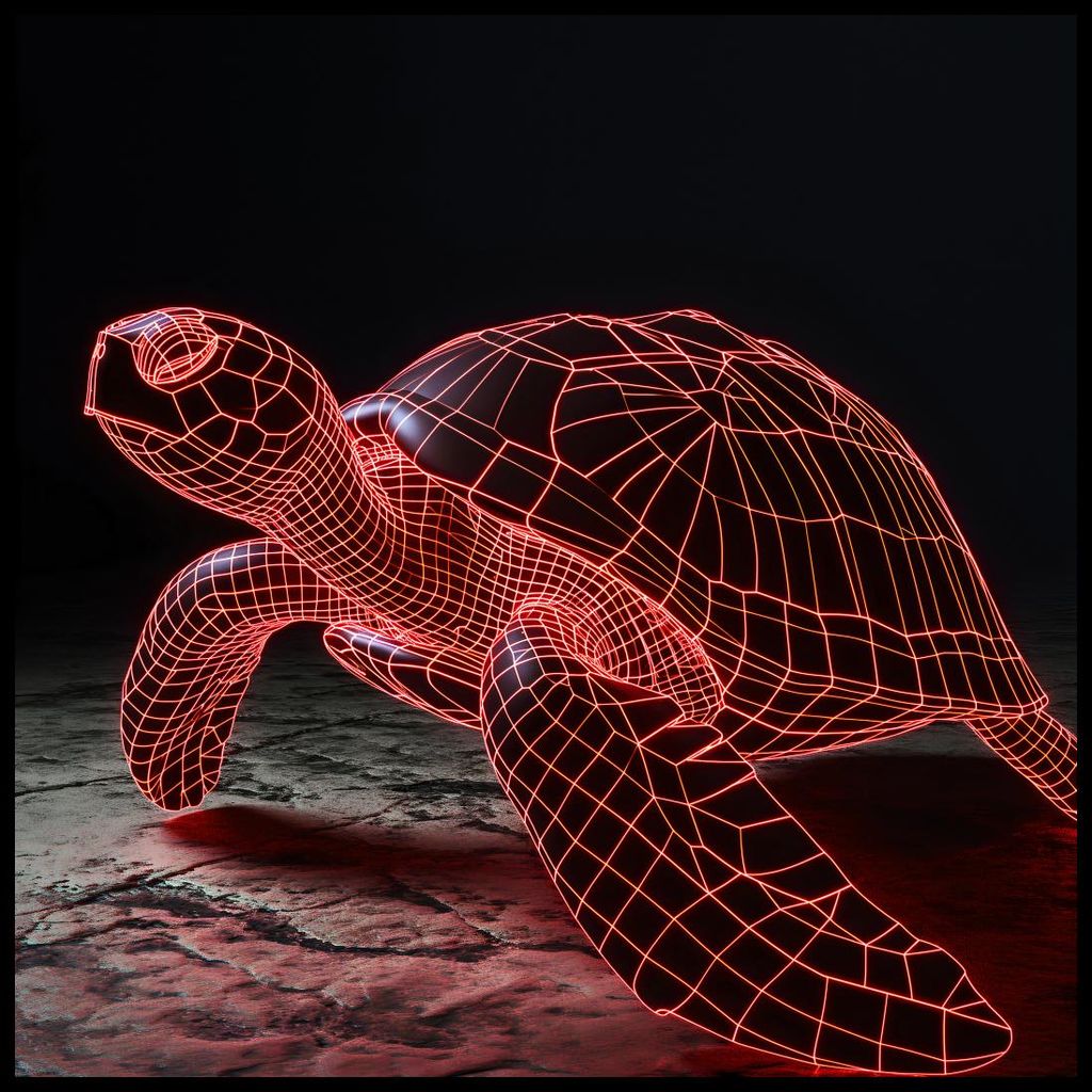 Poster 70x70cm Neon-Schildkröte