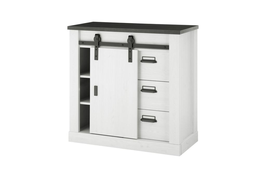 Kommode Sherwood 51 Pinie weiß anthrazit mit soft-close 93 Produktbild 