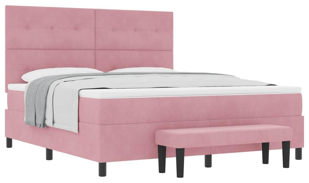 vidaXL Boxspringbett mit Kopfteil Rosa 200 x 180 cm Samt
