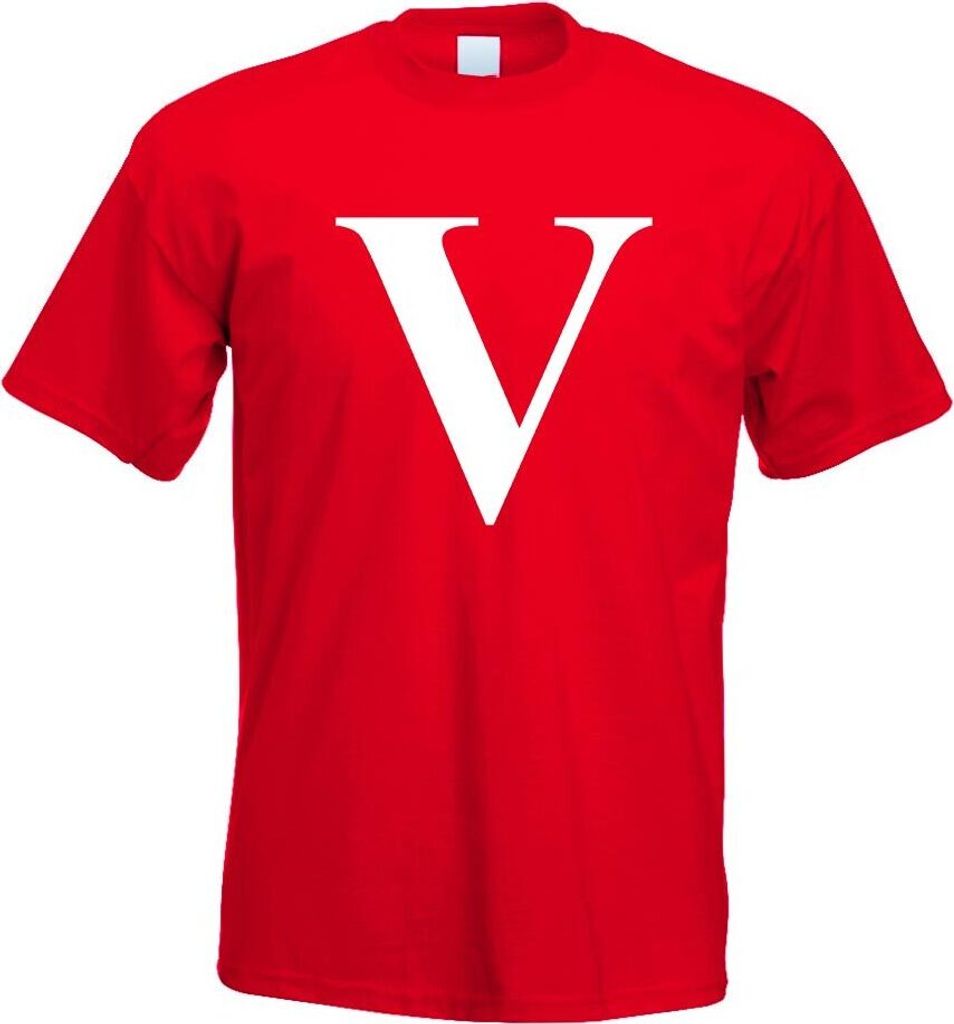 Kiwistar - T-Shirt - rot - Buchstabe V - Alphabet Motiv Bedruckt Funshirt Design Print - mit Motiv Bedruckt - Funshirt Design - Sport - Freizeit - ...