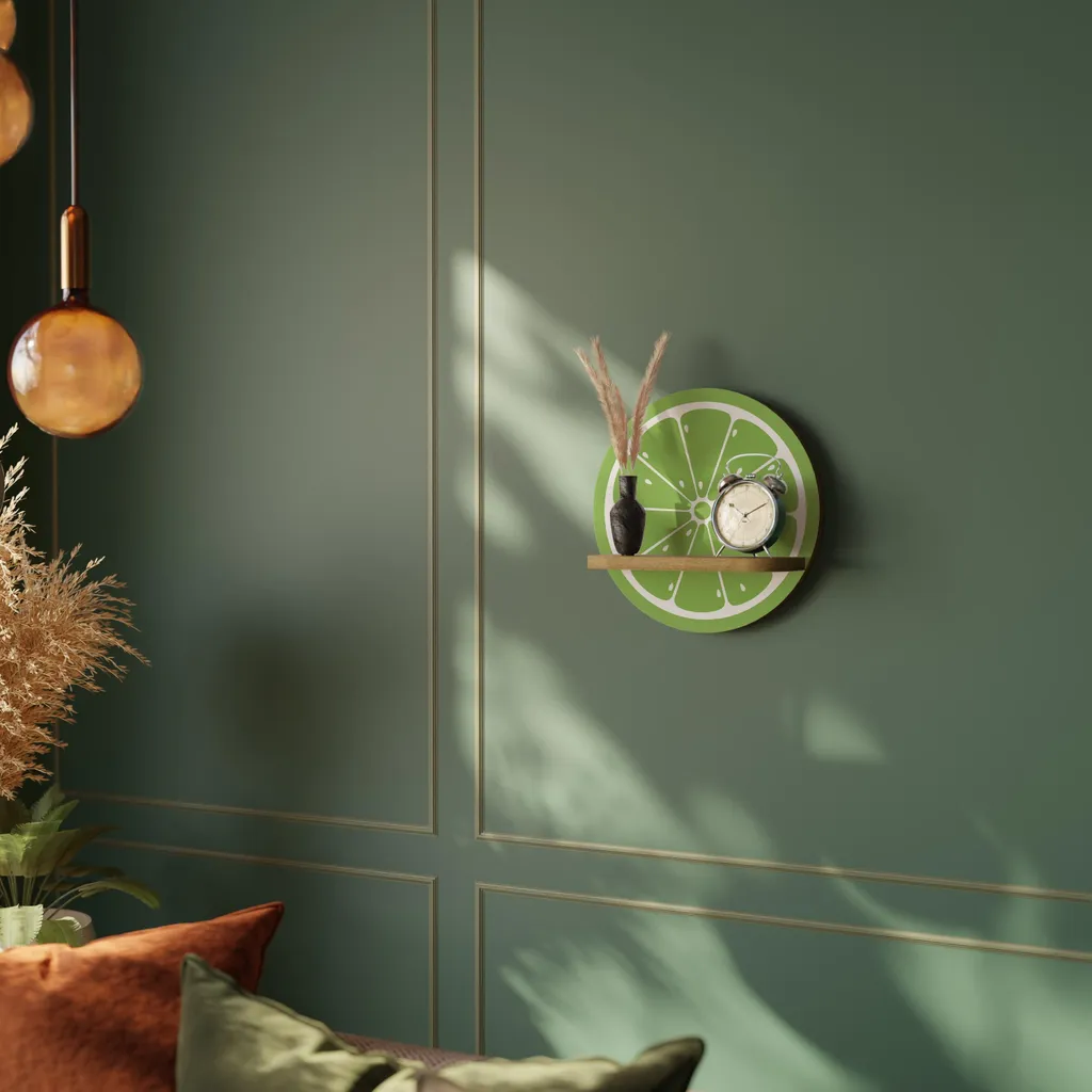 Étagère citron vert finition mate - Support rond multi-niveaux en métal