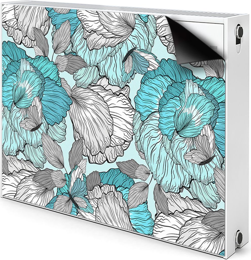 Magnet Radiator Magnet Mat Heizkörperverkleidung Heizkörper-Abdeckung Heizung 90x60 cm - Blumen, Doodle