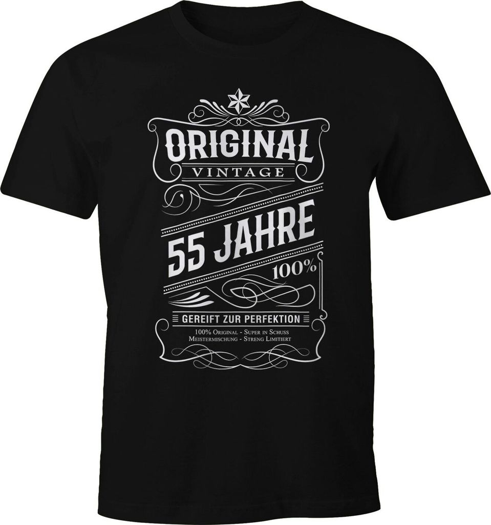 Herren Geschenk T-Shirt Geburtstag Original Vintage 30-80 Jahre Moonworks 55 schwarz L