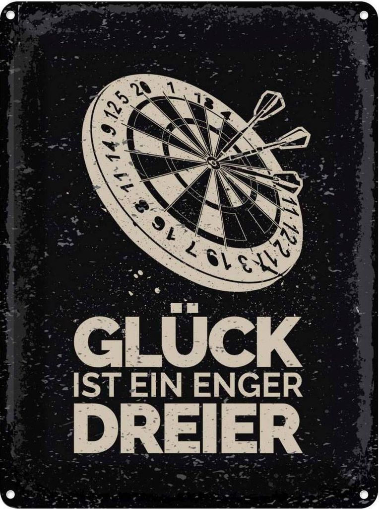 vianmo Blechschild 40x30 cm Dart Glück ist ein enger Dreier Produktbild 