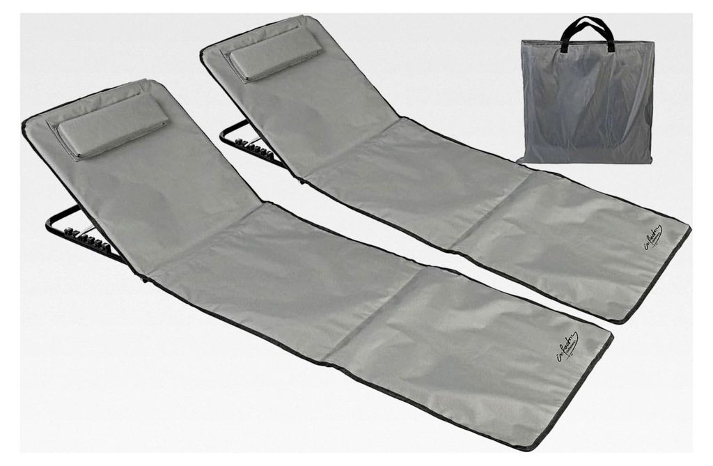 Faltbare Strandliege: 2er-Set mit verstellbarer Rückenlehne, 145x47x40 cm