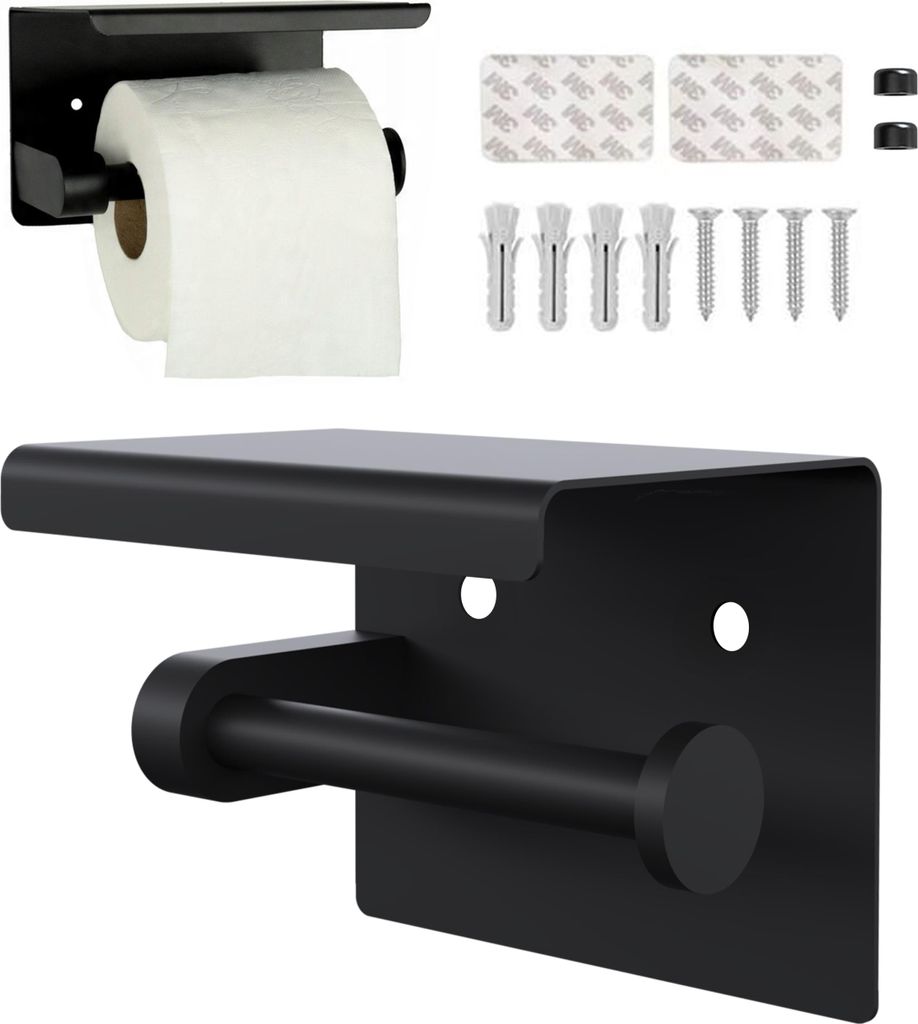 Toilettenpapierhalter Mit Zubehörregal Schwarz Loft Produktbild 