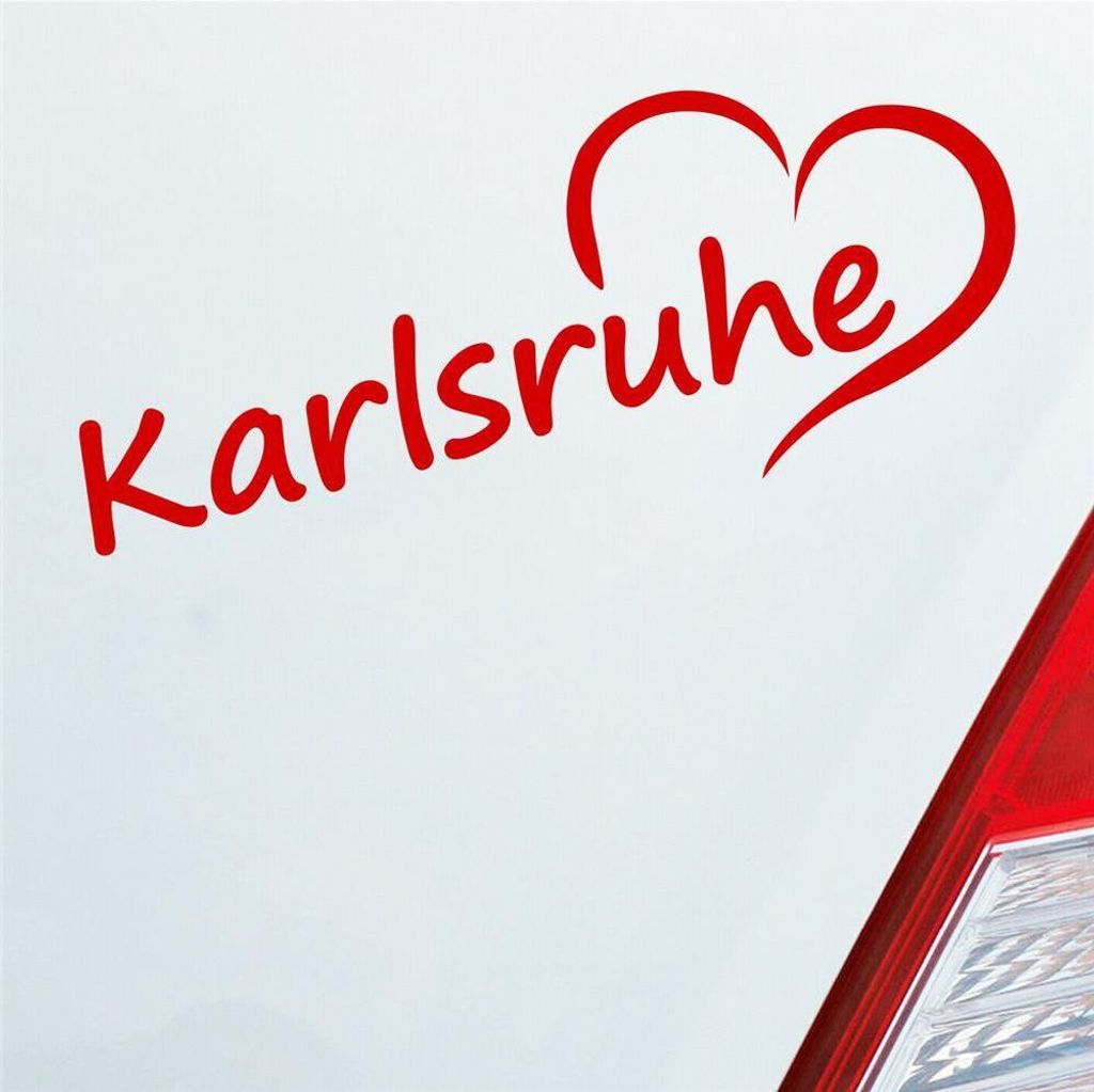 Auto Aufkleber Karlsruhe Herz Stadt City Liebe Love 19,5x8 cm Rot Sticker Heckscheibenaufkleber